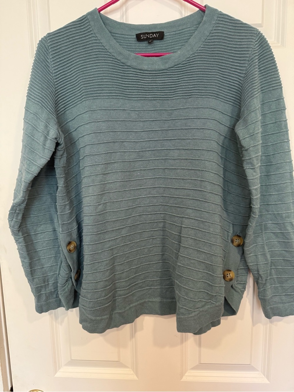Sunday Pale Blue Ribbed Knit Top